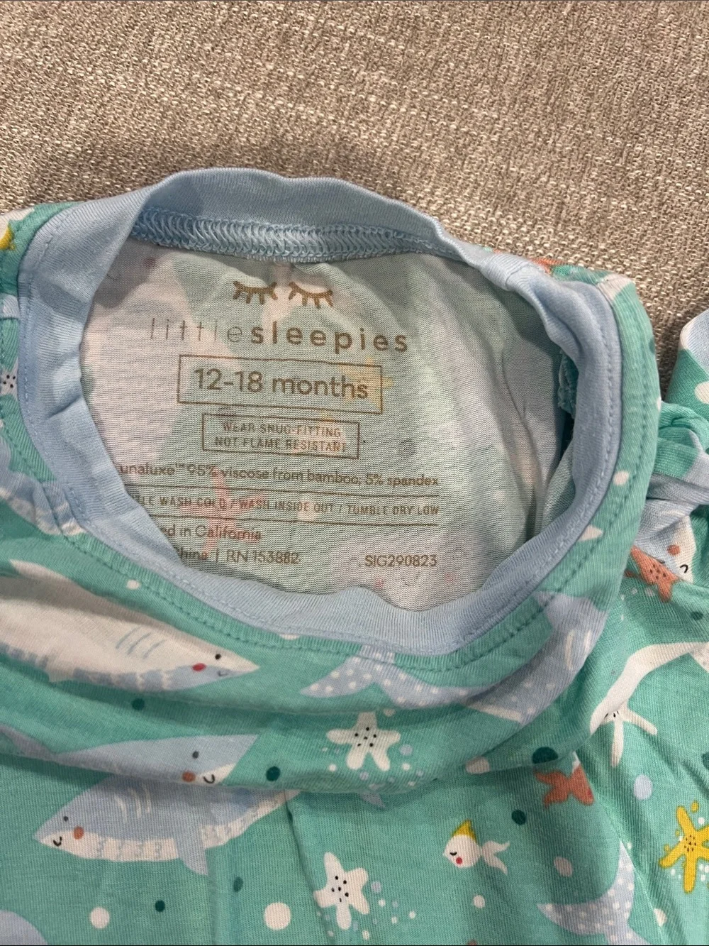Little Sleepies Mint Shark & Sea Life Pajama Set